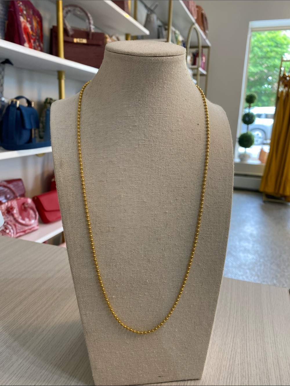 Gold Tone Bead Station Necklace - Elegant Everyday Jewelry